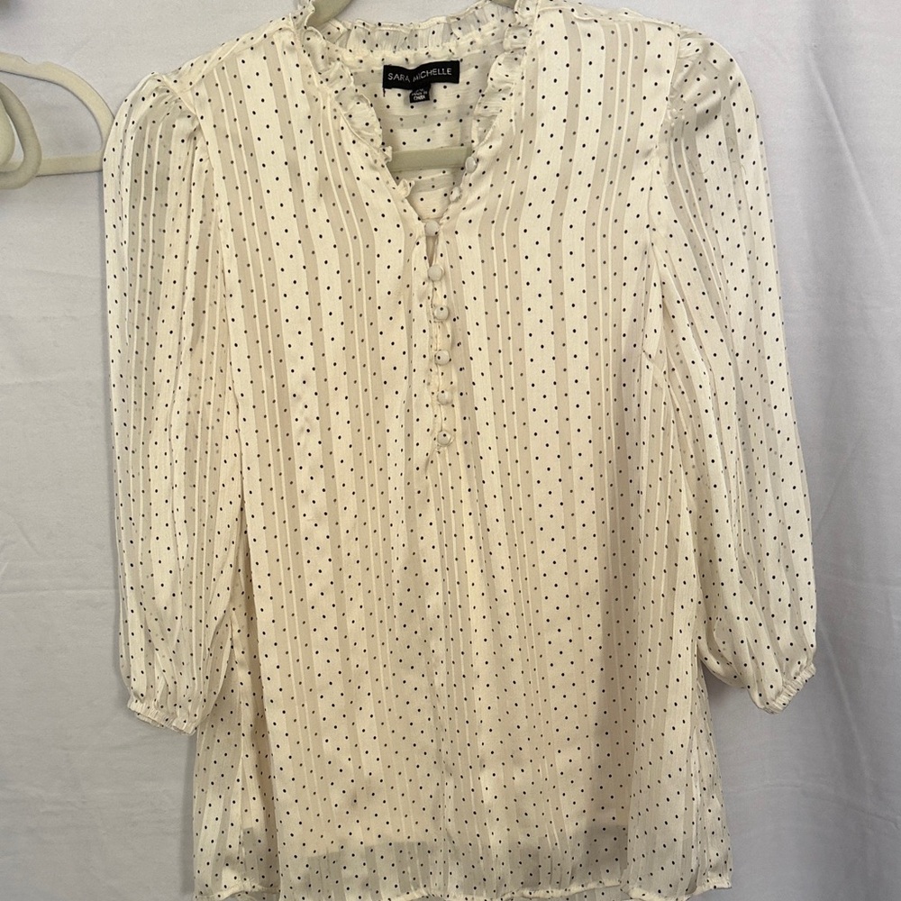 Sara Michelle Cream Polka Dot Blouse